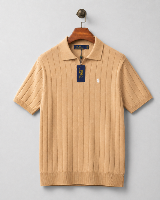 Premium Men’s Ribbed Knit Polo Shirt