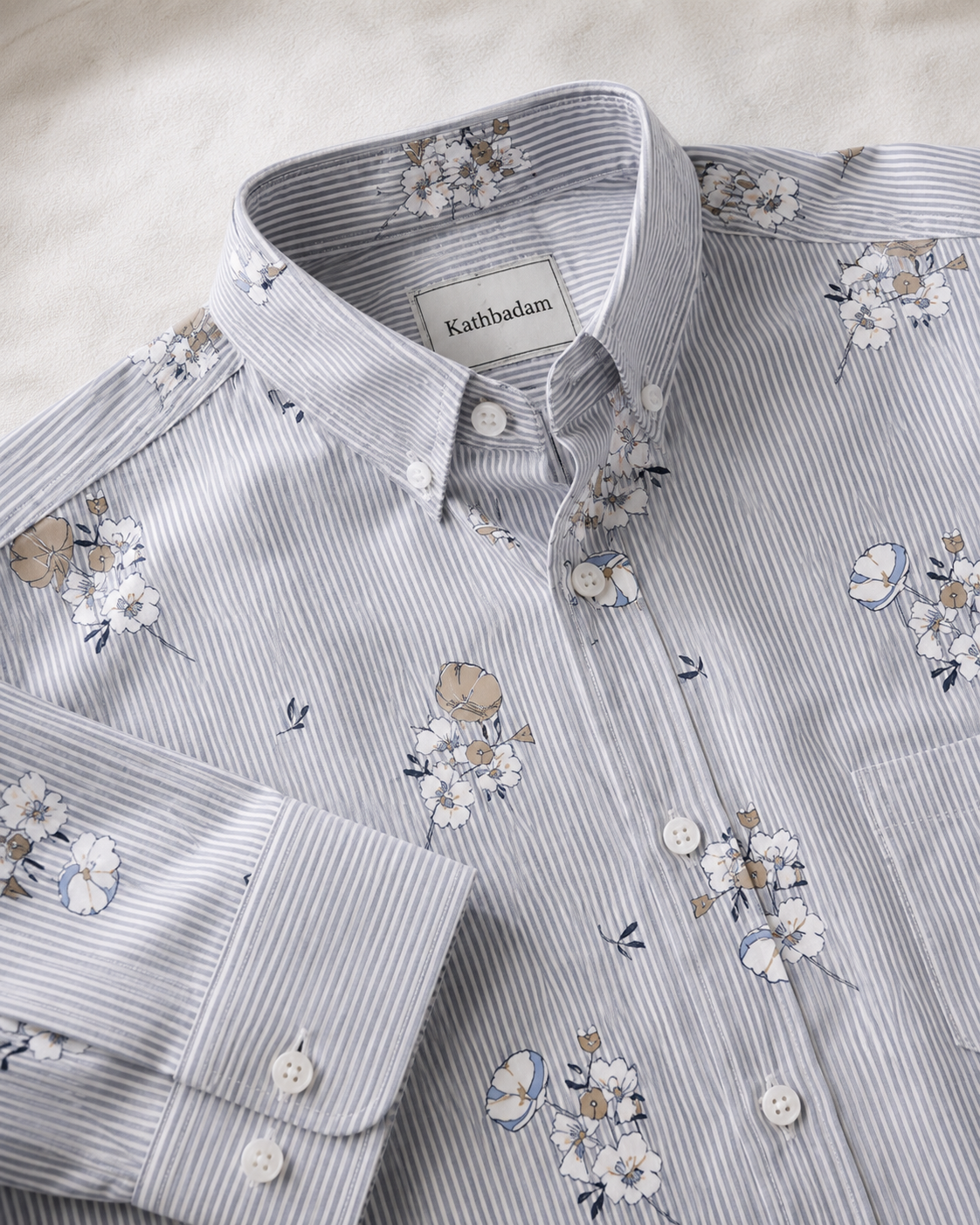 Men’s Striped Floral Printed Full Sleeve Shirt