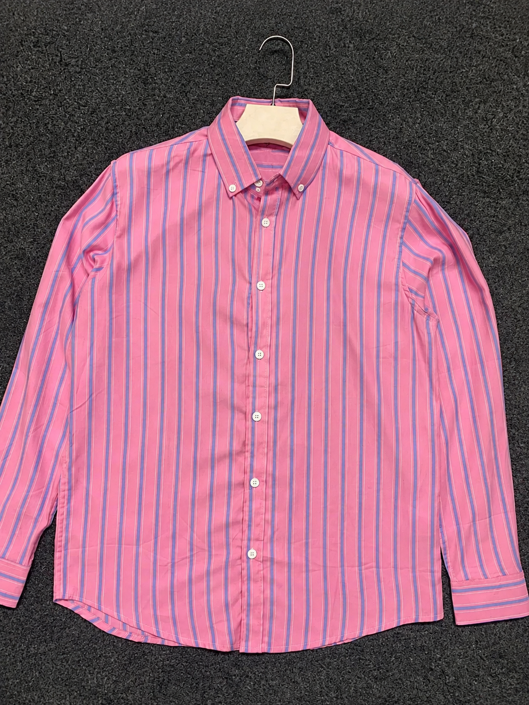 Pink & Blue Vertical Stripe Long Sleeve Shirt
