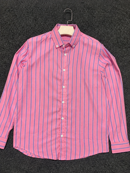 Pink & Blue Vertical Stripe Long Sleeve Shirt