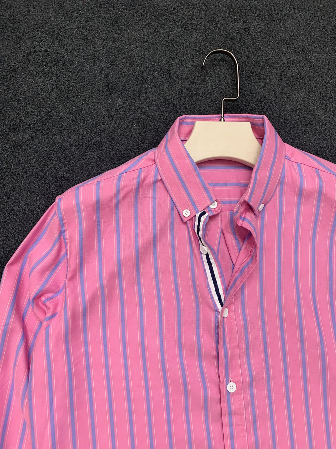 Pink & Blue Vertical Stripe Long Sleeve Shirt