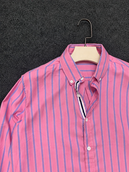 Pink & Blue Vertical Stripe Long Sleeve Shirt