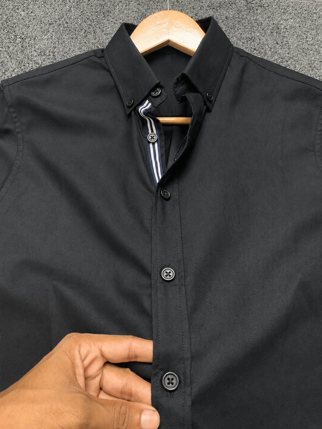 Premium Men’s Solid Full Sleeve Shirt – Black & White