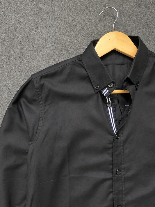 Premium Men’s Solid Full Sleeve Shirt – Black & White