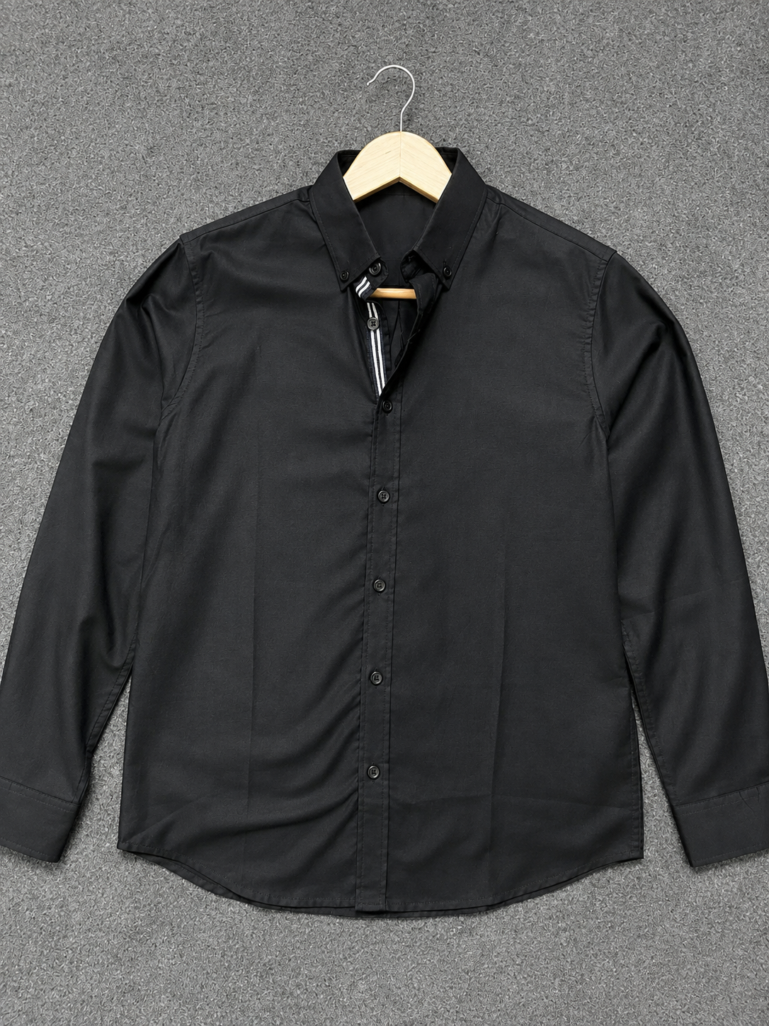 Premium Men’s Solid Full Sleeve Shirt – Black & White