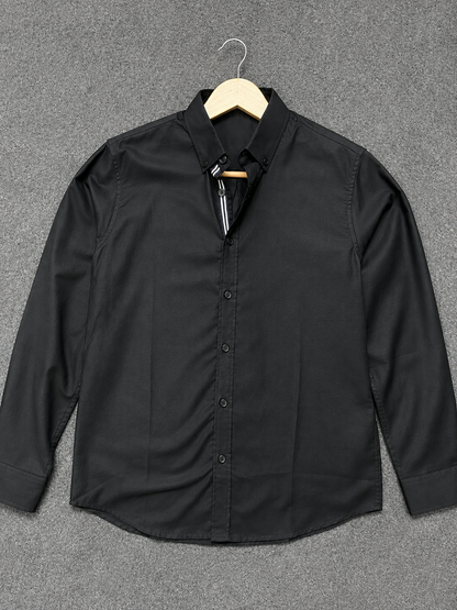 Premium Men’s Solid Full Sleeve Shirt – Black & White