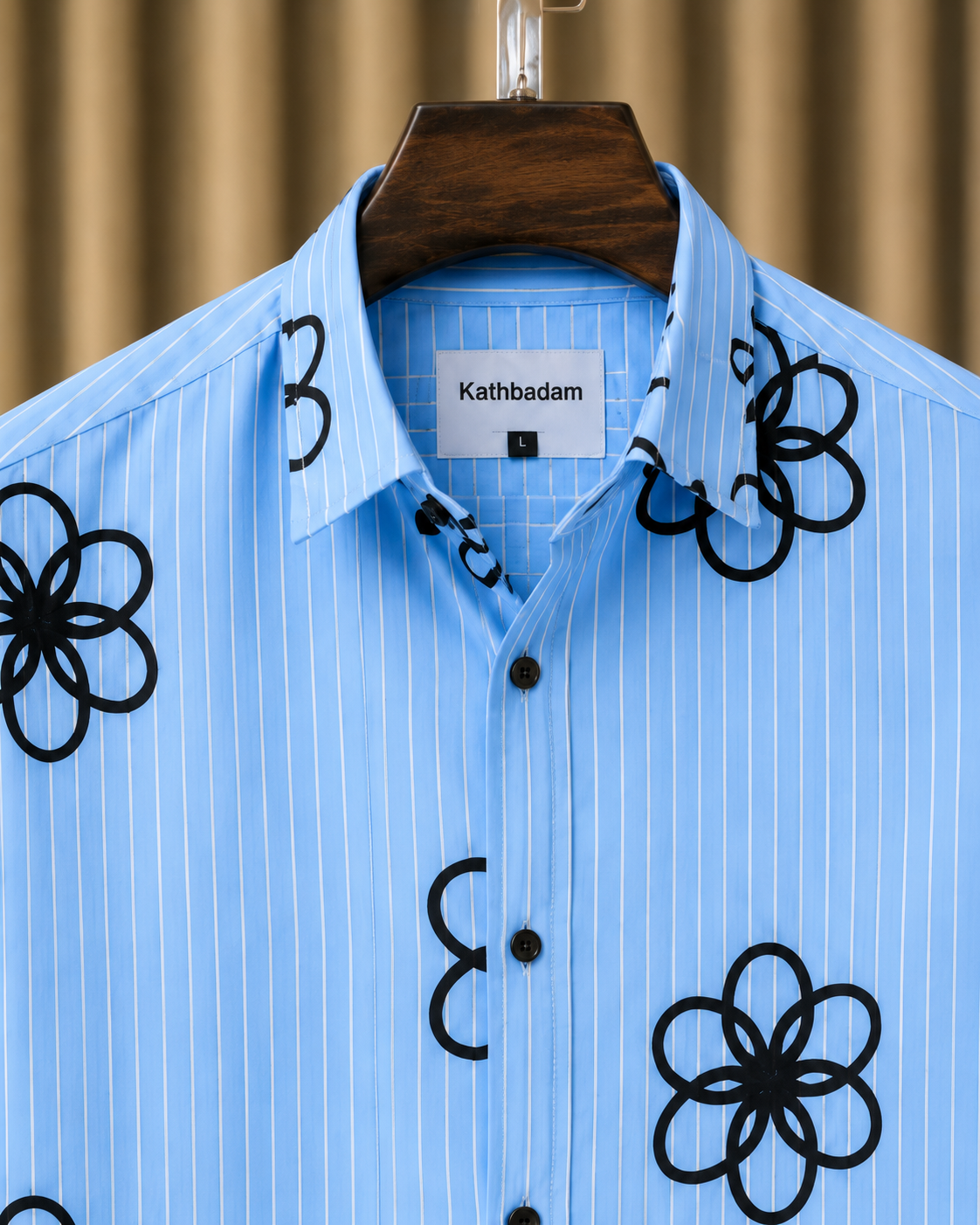 Men’s Sky Blue Floral Printed Full Sleeve Shirt