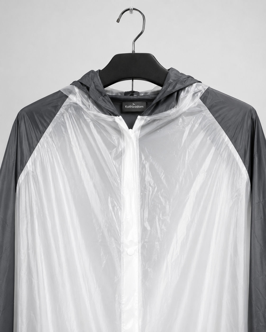 Transparent Hooded Rain Coat – Black & White