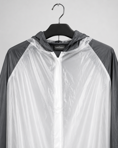Transparent Hooded Rain Coat – Black & White