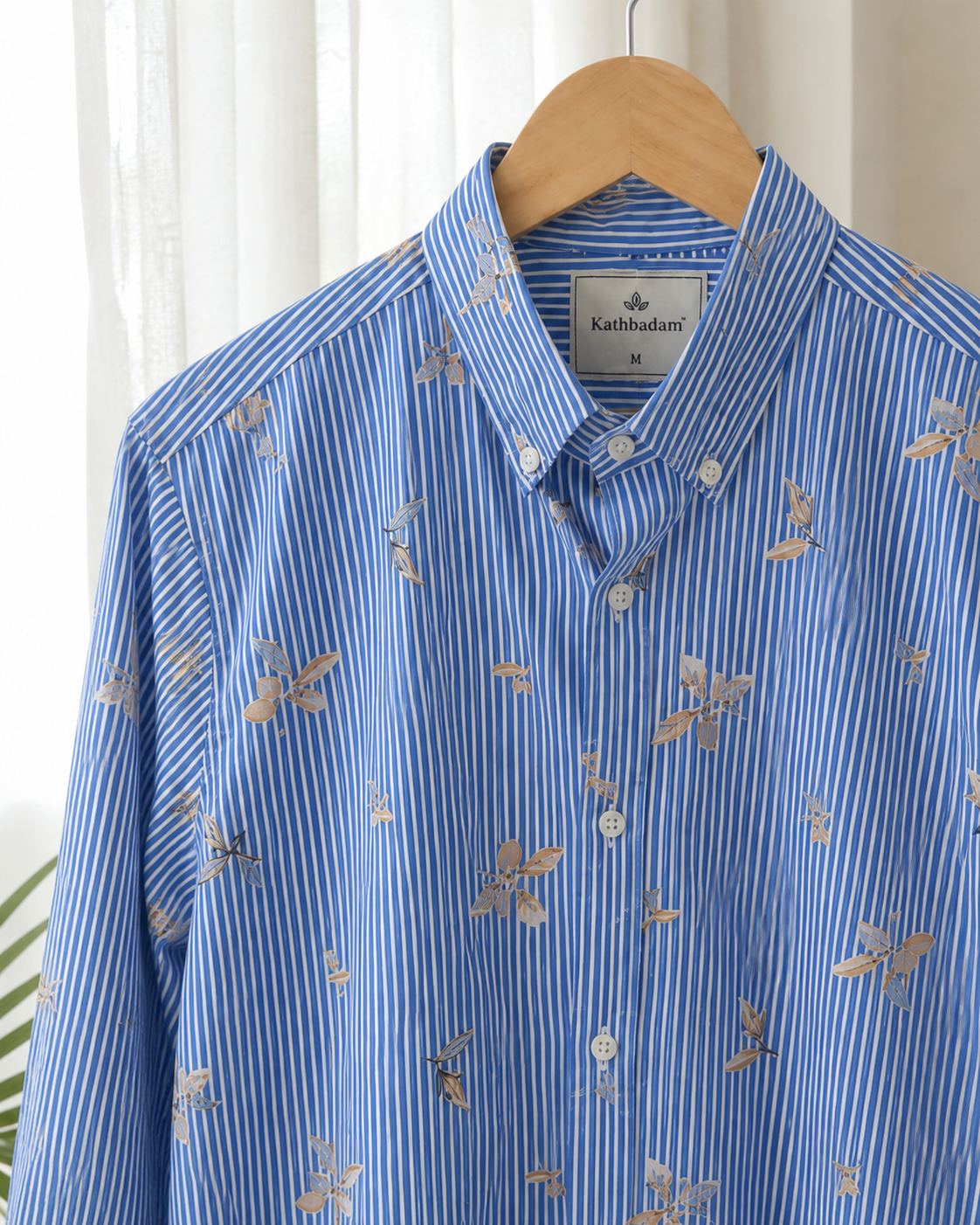Men’s Striped Floral Printed Full Sleeve Shirt