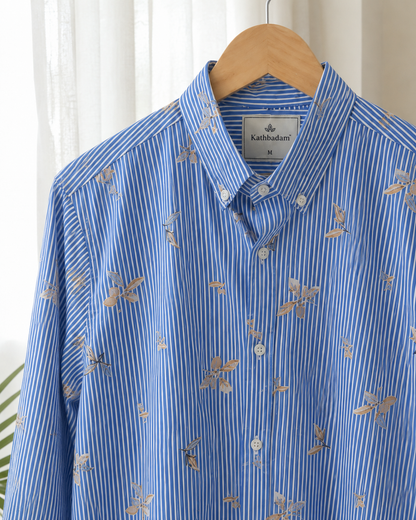 Men’s Striped Floral Printed Full Sleeve Shirt