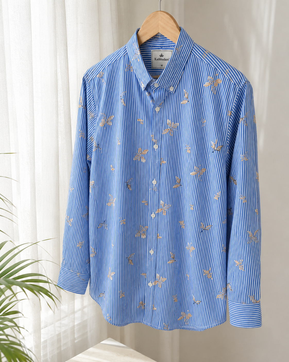Men’s Striped Floral Printed Full Sleeve Shirt