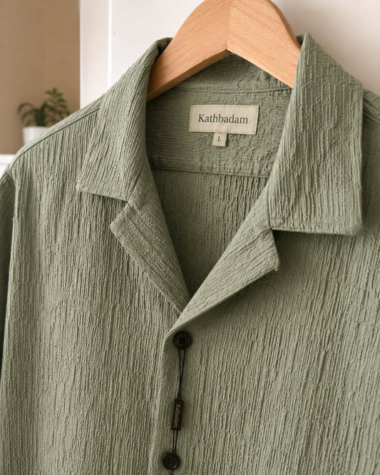 Men’s Sage Green Textured Short Sleeve Shirt
