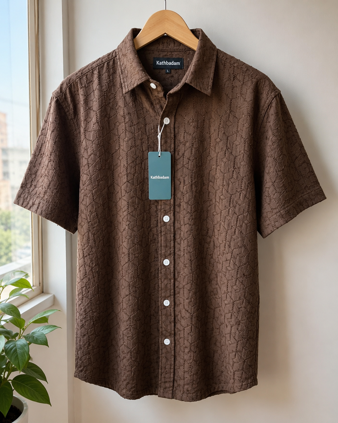 Men’s Textured Short Sleeve Casual Shirt