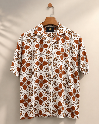 Men’s Premium Printed Cuban Collar Short Sleeve Shirt
