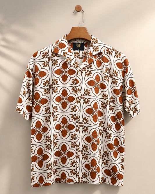 Men’s Premium Printed Cuban Collar Short Sleeve Shirt