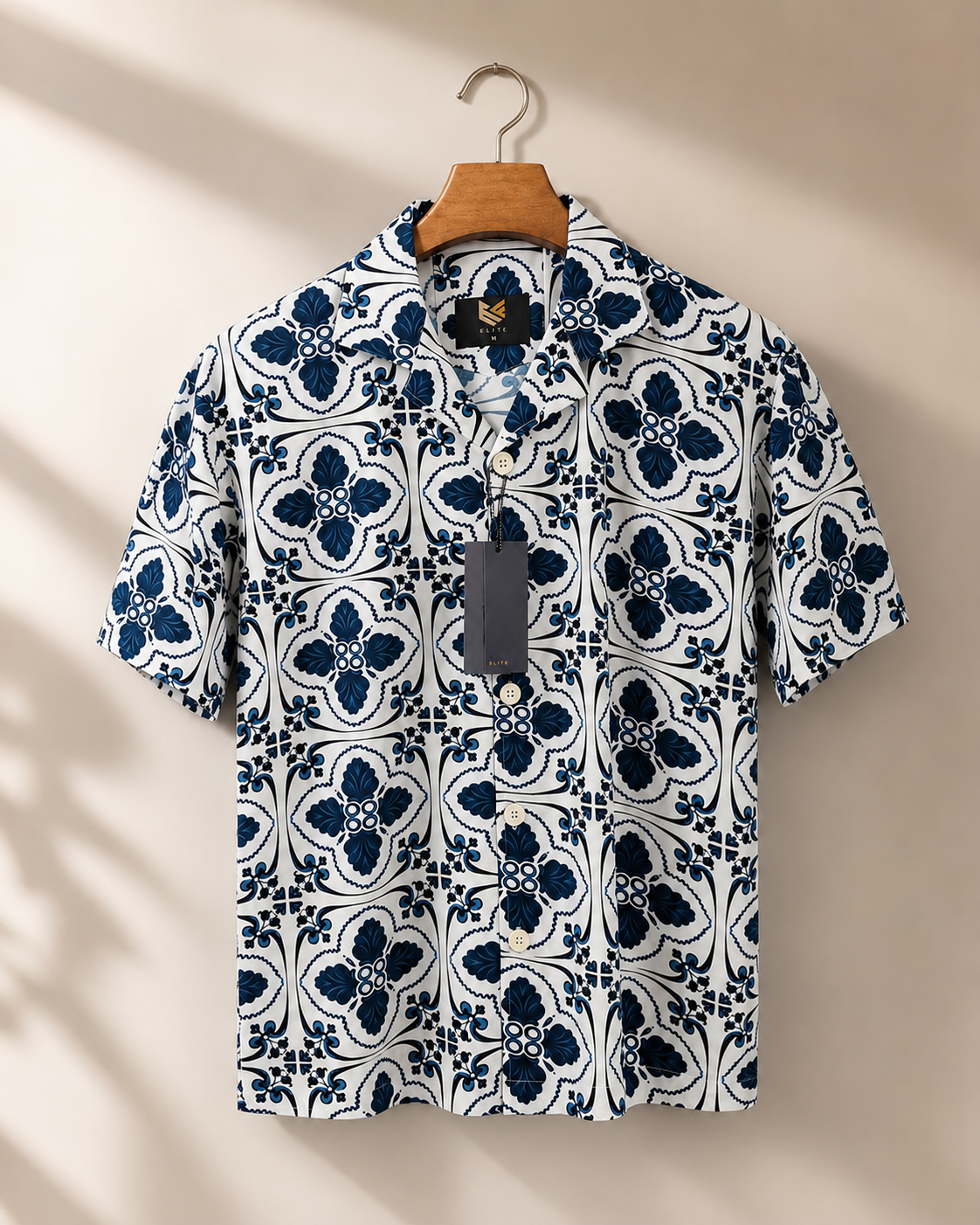 Men’s Premium Printed Cuban Collar Short Sleeve Shirt