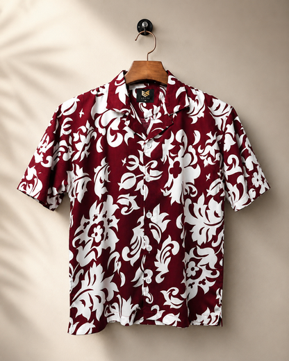 Men’s Premium Printed Cuban Collar Short Sleeve Shirt