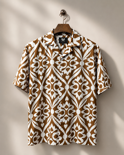 Men’s Premium Printed Cuban Collar Short Sleeve Shirt