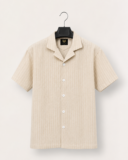 Men’s Premium Striped Cuban Collar Short Sleeve Shirt