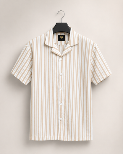 Men’s Premium Striped Cuban Collar Short Sleeve Shirt