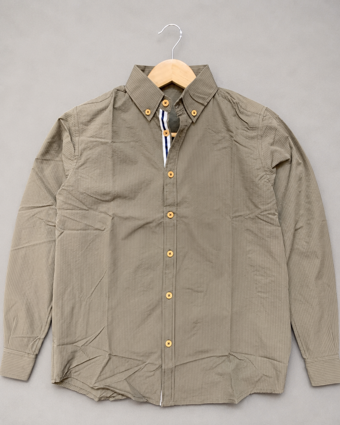 Olive Grey Textured Full Sleeve Shirt