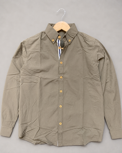 Olive Grey Textured Full Sleeve Shirt