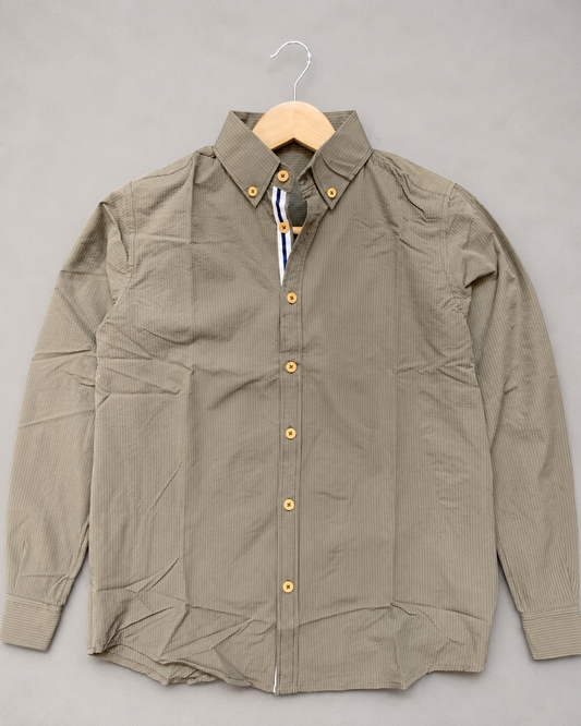 Olive Grey Textured Full Sleeve Shirt