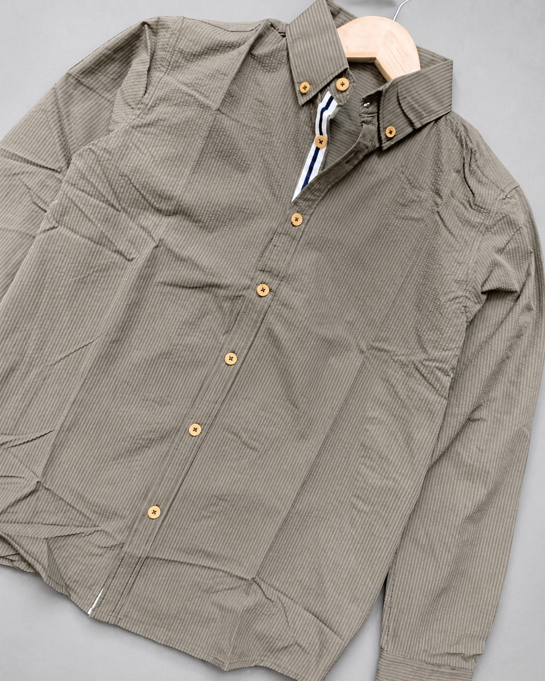 Olive Grey Textured Full Sleeve Shirt