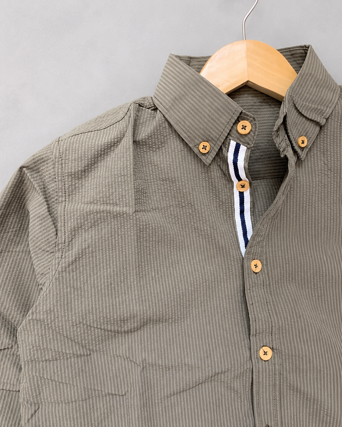 Olive Grey Textured Full Sleeve Shirt