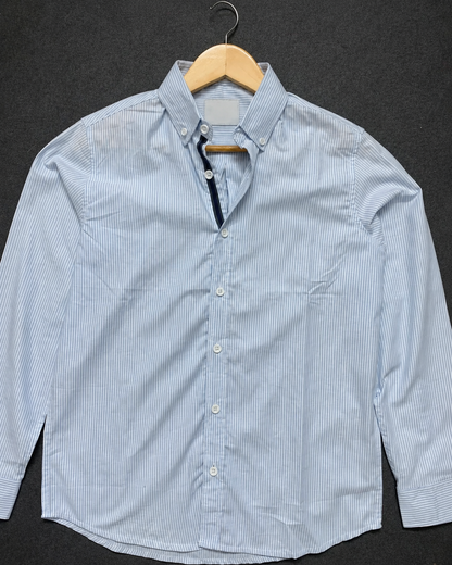 Men’s Sky Blue Striped Full Sleeve Shirt