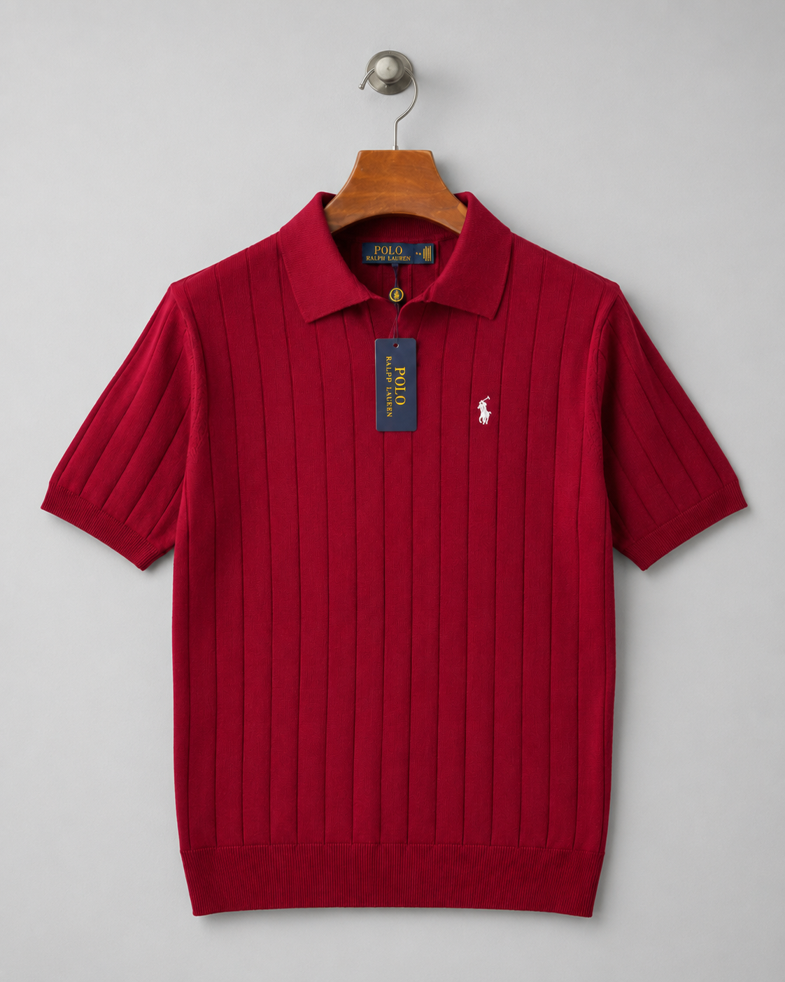 Premium Men’s Ribbed Knit Polo Shirt