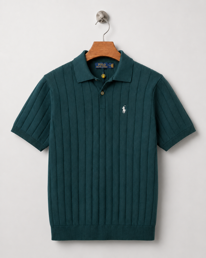 Premium Men’s Ribbed Knit Polo Shirt
