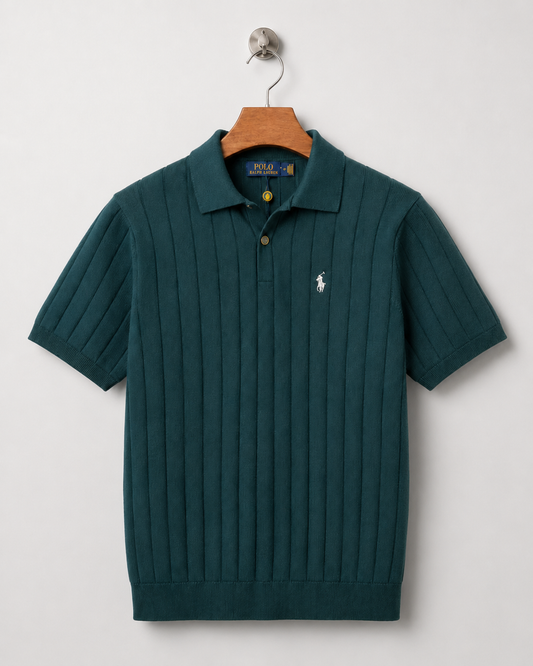 Premium Men’s Ribbed Knit Polo Shirt