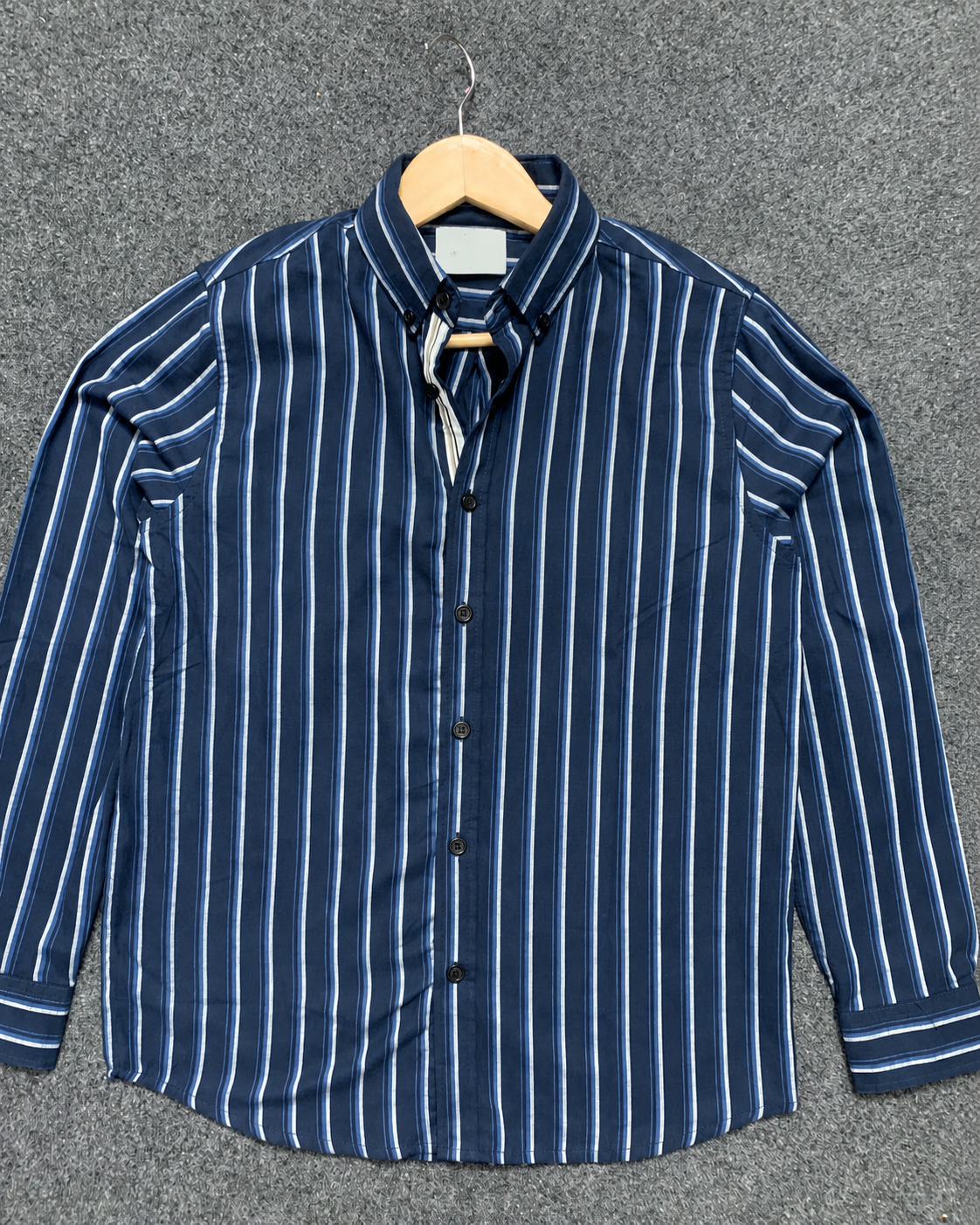 Men’s Navy Blue Vertical Striped Full Sleeve Shirt