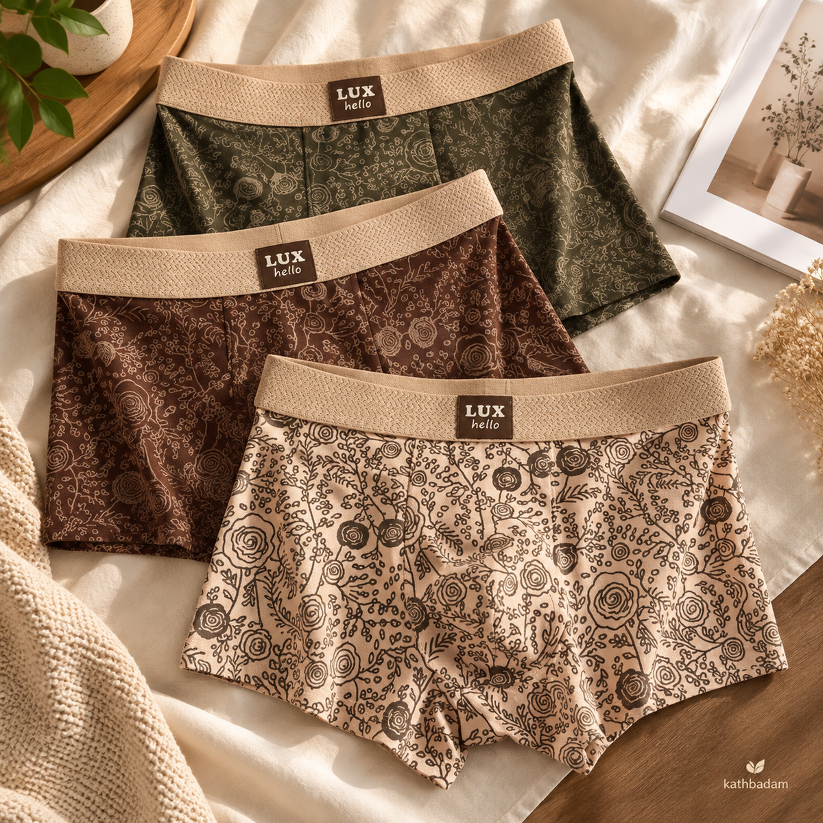 Premium Men's Printed Boxer Brief 3 Pcs Combo