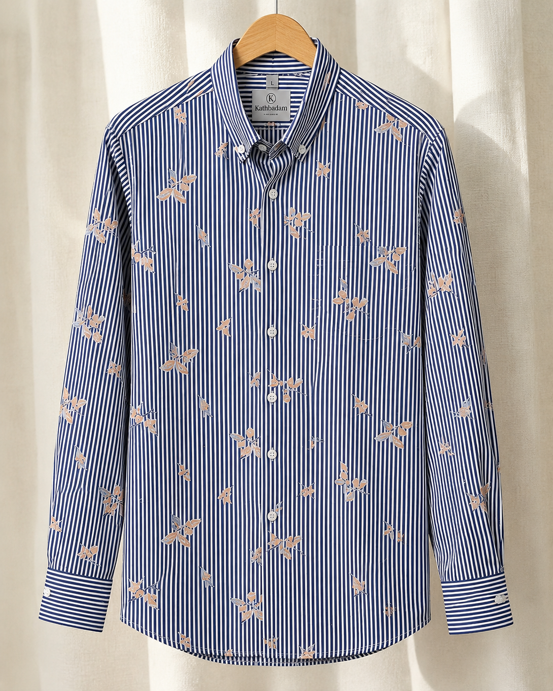 Men’s Striped Floral Printed Full Sleeve Shirt