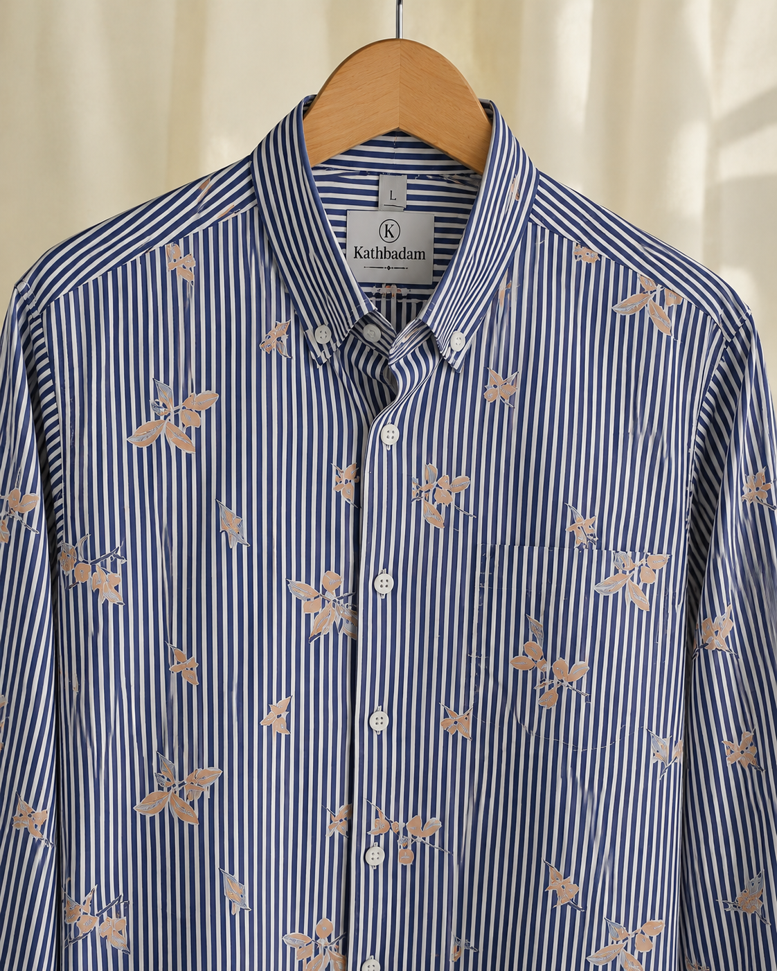 Men’s Striped Floral Printed Full Sleeve Shirt