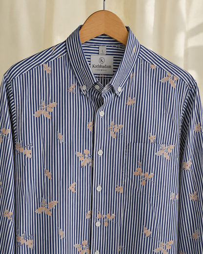 Men’s Striped Floral Printed Full Sleeve Shirt