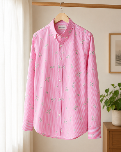 Men’s Striped Floral Printed Full Sleeve Shirt
