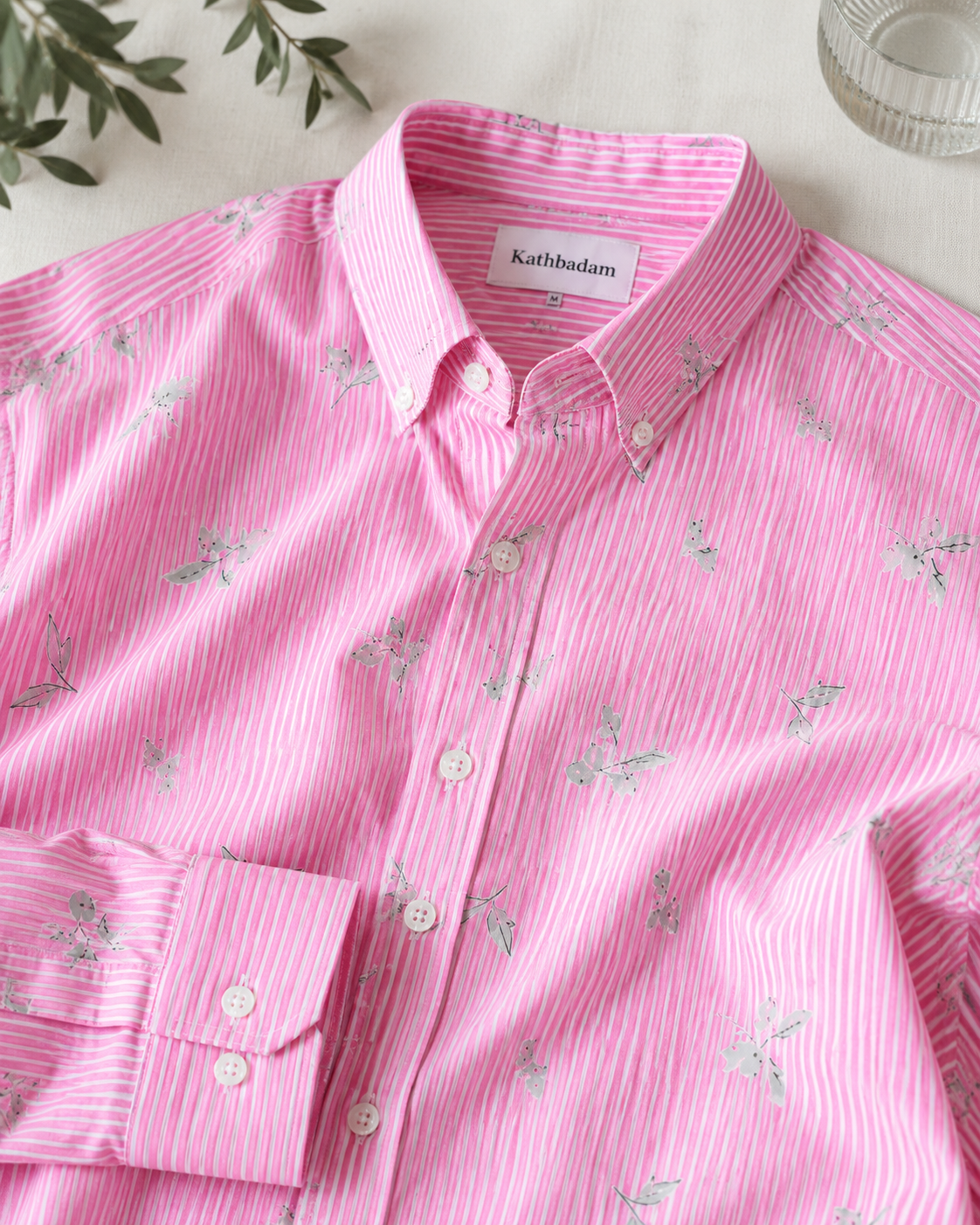Men’s Striped Floral Printed Full Sleeve Shirt