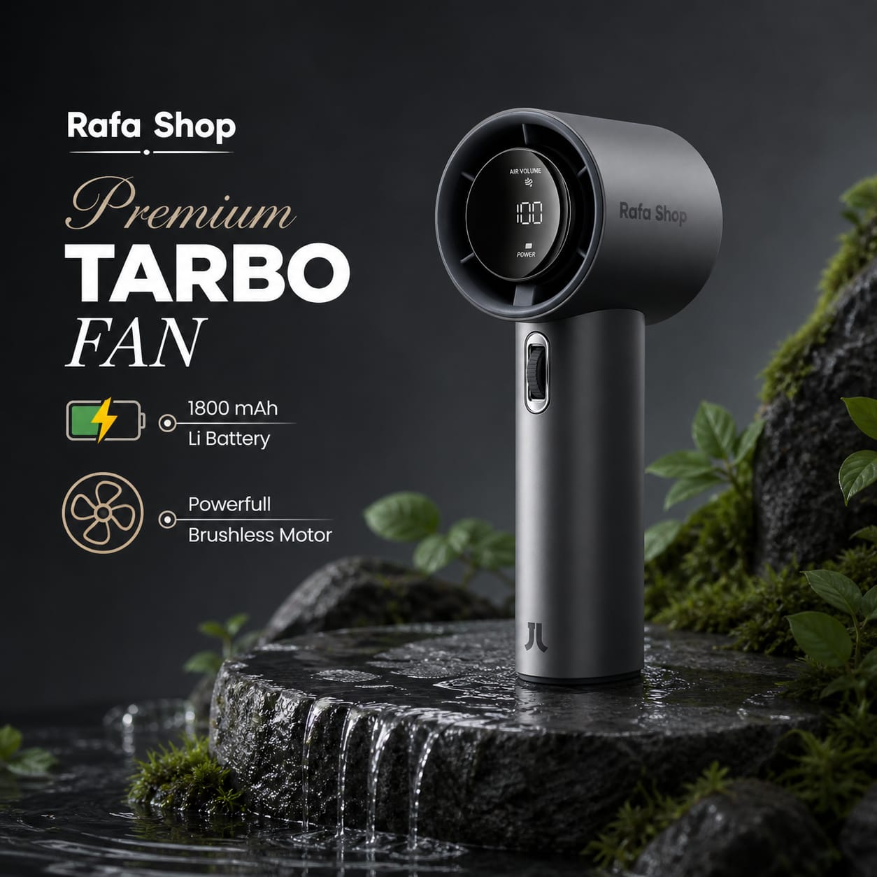 ACEBASS Handheld Turbo Fan USB Rechargeable Digital Display 100 Win