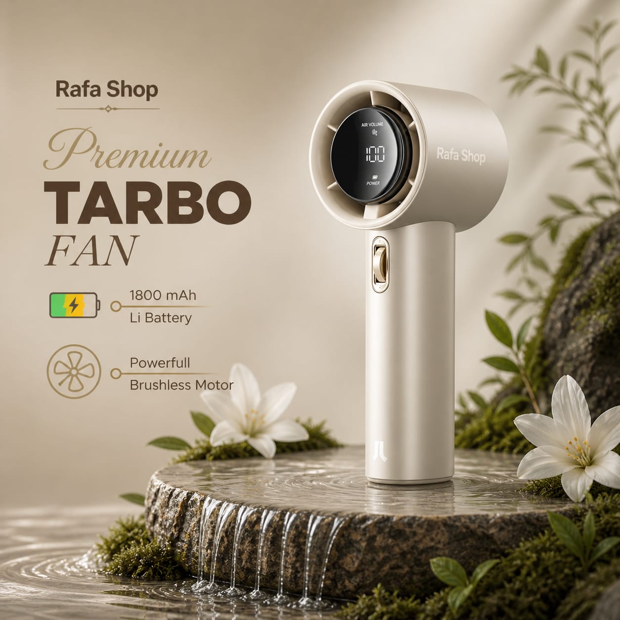 ACEBASS Handheld Turbo Fan USB Rechargeable Digital Display 100 Win