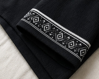 Men’s Black Geometric Border Printed Short Sleeve Shirt