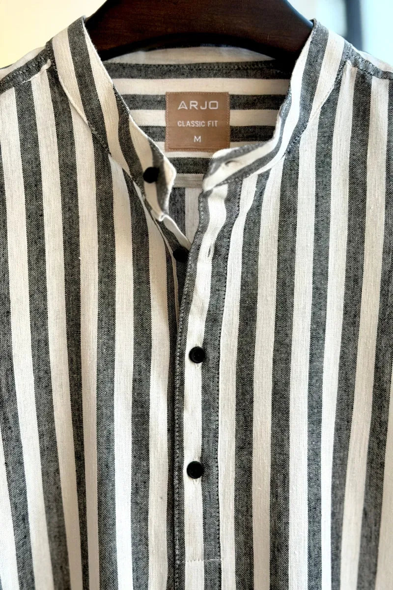 Charcoal Black With Off-White Stripes