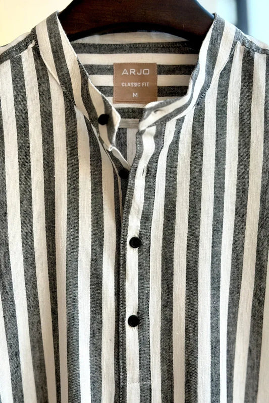 Charcoal Black With Off-White Stripes