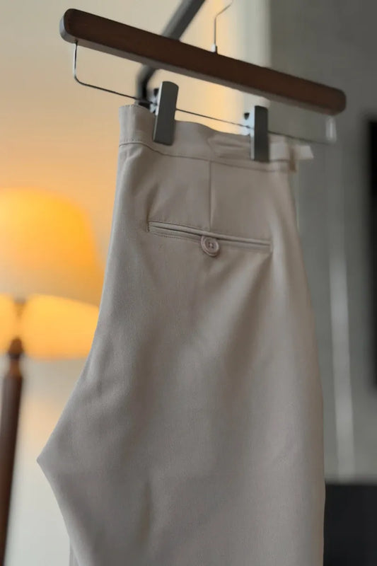 Gray Pleated Straight Fit Pant