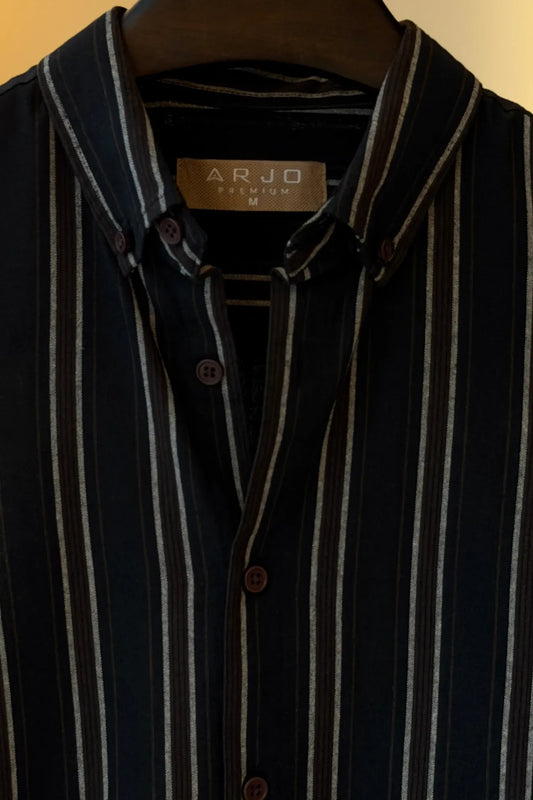 Black With White And Brown Stripes Shirt 0 Review