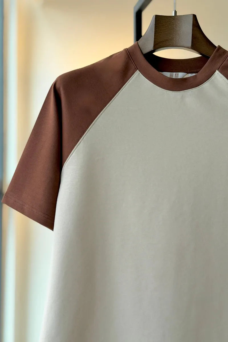 Ivory With Maroon Short Sleeve T-Shirt