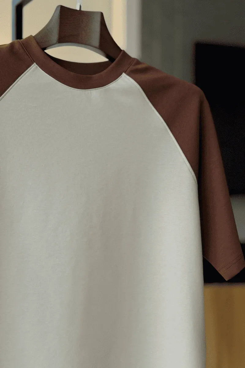 Ivory With Maroon Short Sleeve T-Shirt